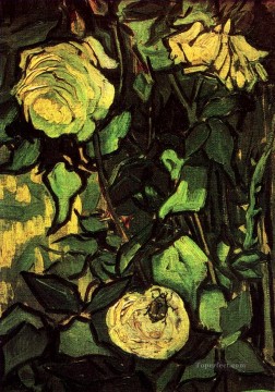  roses Oil Painting - Roses and Beetle Vincent van Gogh